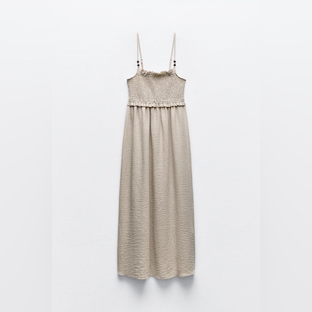 ZARA SMOCKED MIDI DRESS
